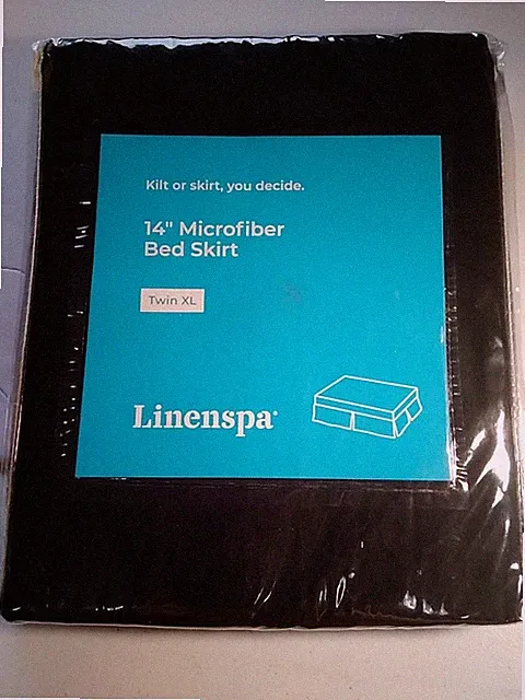 Linenspa 14" Microfiber Bed Skirt/Kilt Black Twin XL Size 100% Polyester NEW