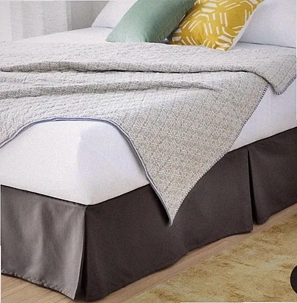 Linenspa Bed Skirt 14 Inch Drop Graphite Twin XL Microfiber Wrinkle Fade Resist