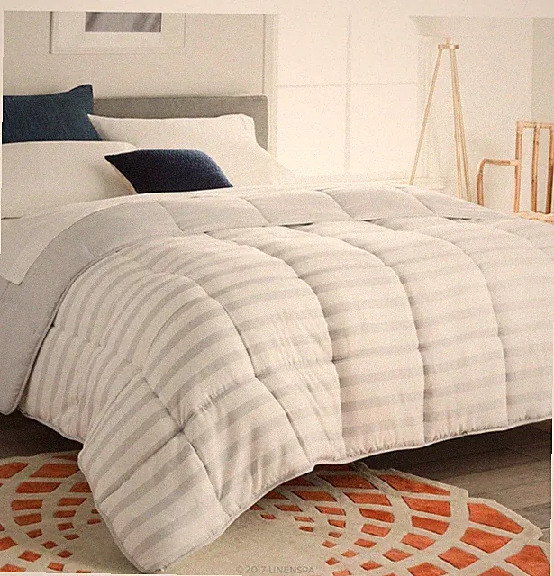 Linenspa Comforter Duvet Insert, Grey/White Down Alternative All Season FULL