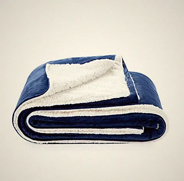 Linenspa Cover for Weighted Blanket, Sherpa 36"x 48" Navy & White