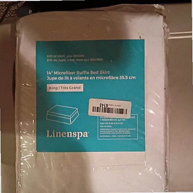 Linenspa King 14" Microfiber Ruffle Bed Skirt White Solid Bedroom Rectangular