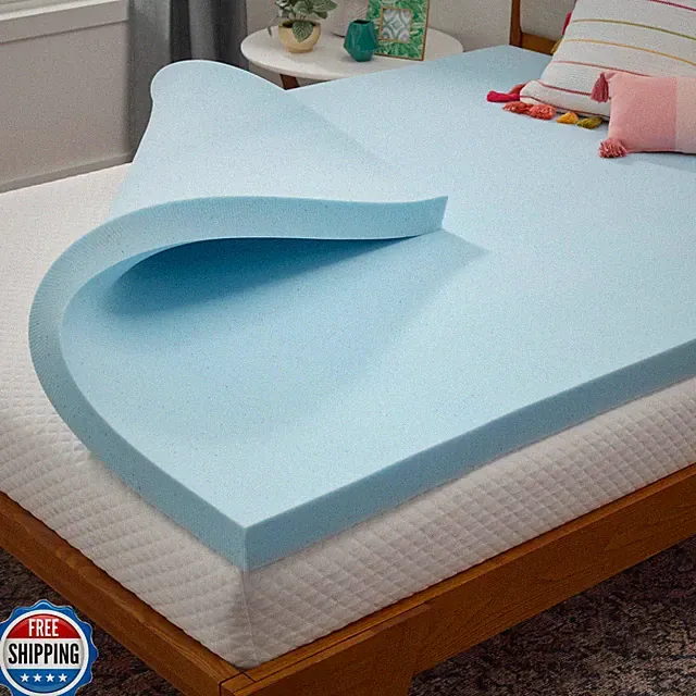 LINENSPA Memory Foam Mattress Topper - 3 Inch Gel Infused Memory Foam - Plush