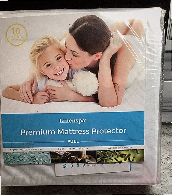 LINENSPA Premium Full Size Fabric Mattress Protector Waterproof Allergen Barrier