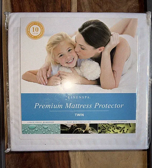 Linenspa Premium Mattress Protector Cover White Twin Size Waterproof NEW