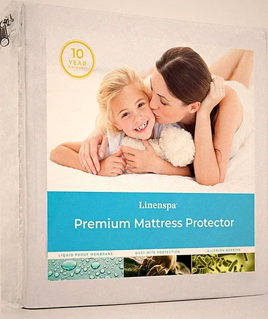 Linenspa Premium Smooth Waterproof Mattress Protector- Vinyl Free Waterproof