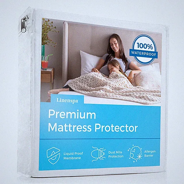 Linenspa Waterproof Mattress Protector, Queen Size – Fitted Sheet Style, Brea...