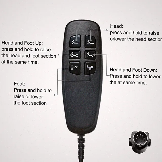 LINENSPA Wired Adjustable Bed Richmat 5 Pin Remote Hand Control Model HJH56