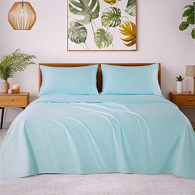 Luxury 1200 TC Egyptian Cotton King Sheets Set - Spa Blue, Cooling Comfort