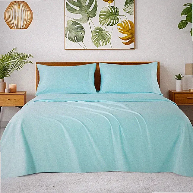 Luxury 1200 Thread Count Egyptian Cotton Sheets Set, Spa Blue, Queen