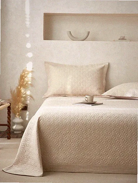 Manjusaka Linen Quilt Coverlet Set Pillowcases Queen Top Grade Natural Luxury