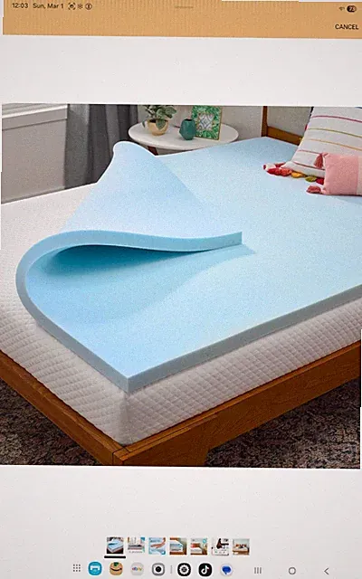 Memory Foam Mattress Topper 2 Inch QueenSize Gel Infused Plush Cooling Pressure