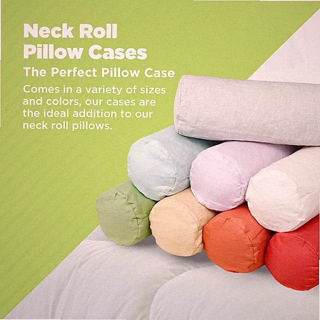 Natural Linen Fabric Neck Roll Pillowcase - Soft Washable Neck Pillow Cover