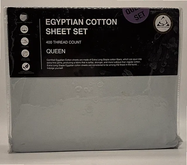 New Hotel Quality Egyptian Cotton Queen Sheet Set 4pc 400TC Spa Blue Deep Pocket