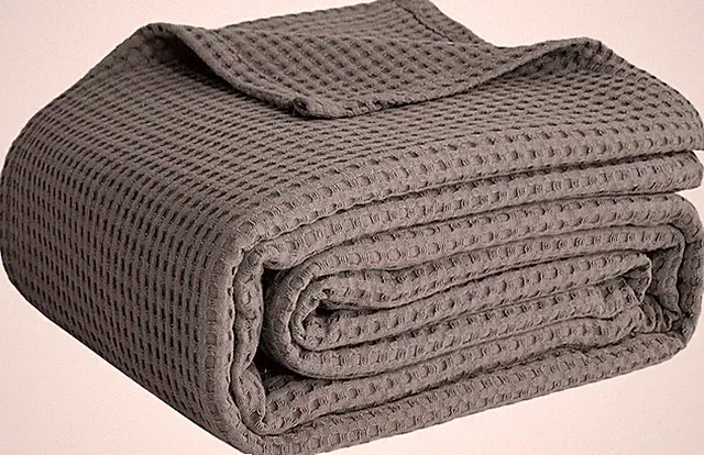 Queen 100% Cotton Waffle Weave Blanket Lightweight Breathable Soft Throw
