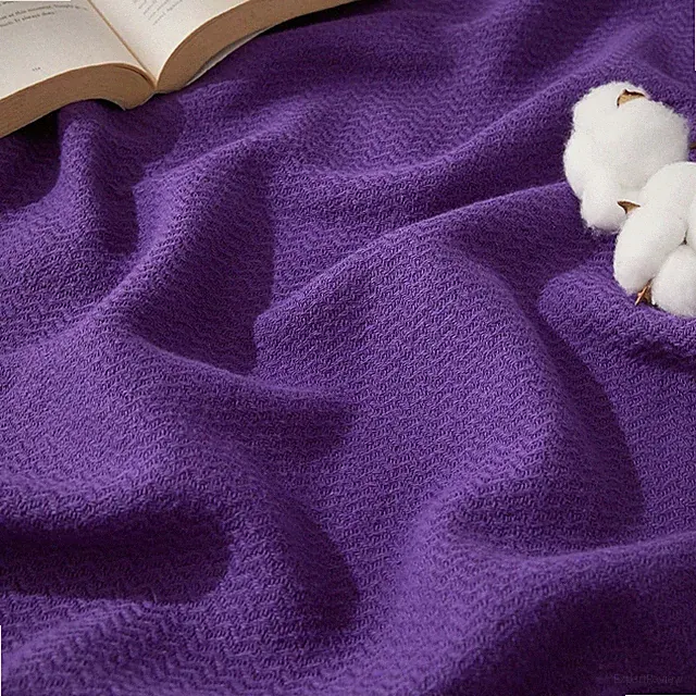 Queen Size 100% Cotton Summer Blanket Lightweight Breathable Soft Herringbone