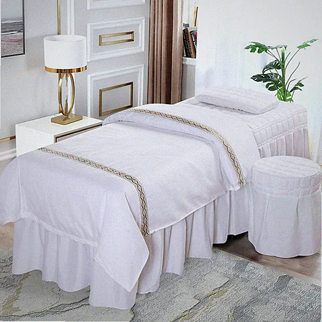 SPA Bed Linen Set - 4-Piece Massage Table Skirt & Cover Collection