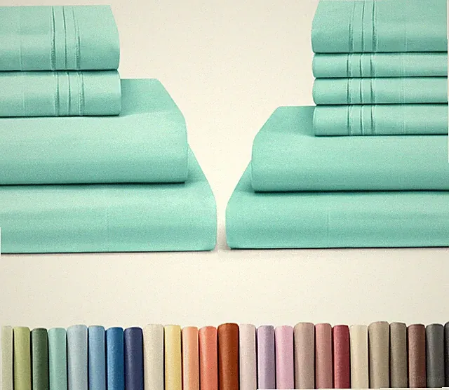 Spa Blue Queen Bed Sheets Set - 4 & 6 Piece Luxury Collection