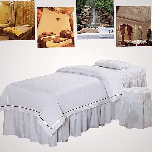 SPA Massage Table Skirt Quilted Beauty Bed Cover Valance Sheet with Pollow Cover